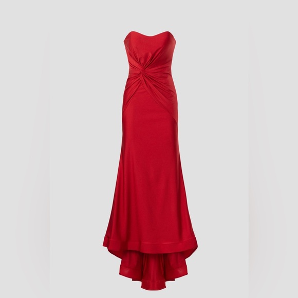 FAVIANA Red Strapless Evening‎ Knot Front Mermaid Sweetheart Gown 8 - Picture 3 of 6